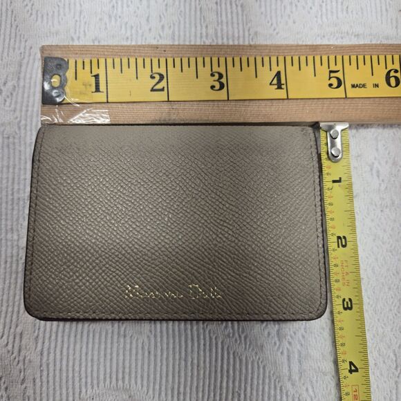 Massimo Dutti Bi Fold Mini Leather Wallet Grey Maroon Casual Minimalist Simple - Picture 6 of 6